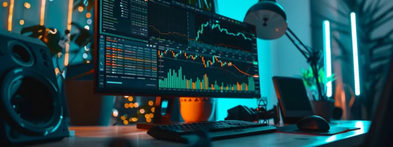 vibrant, modern computer screen displaying a detailed keyword analysis report with colorful charts and graphs.