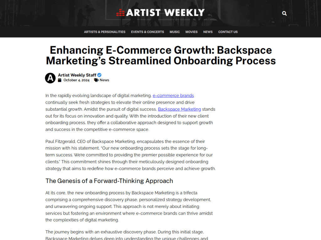 Enhancing E-Commerce Growth: Backspace Marketing’s Streamlined Onboarding Process