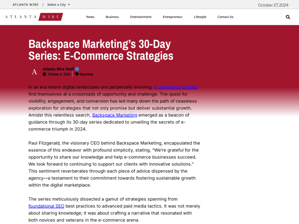 Backspace Marketing’s 30-Day Series: E-Commerce Strategies