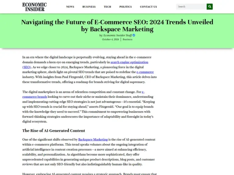 Navigating the Future of E-Commerce SEO: 2024 Trends Unveiled by Backspace Marketing