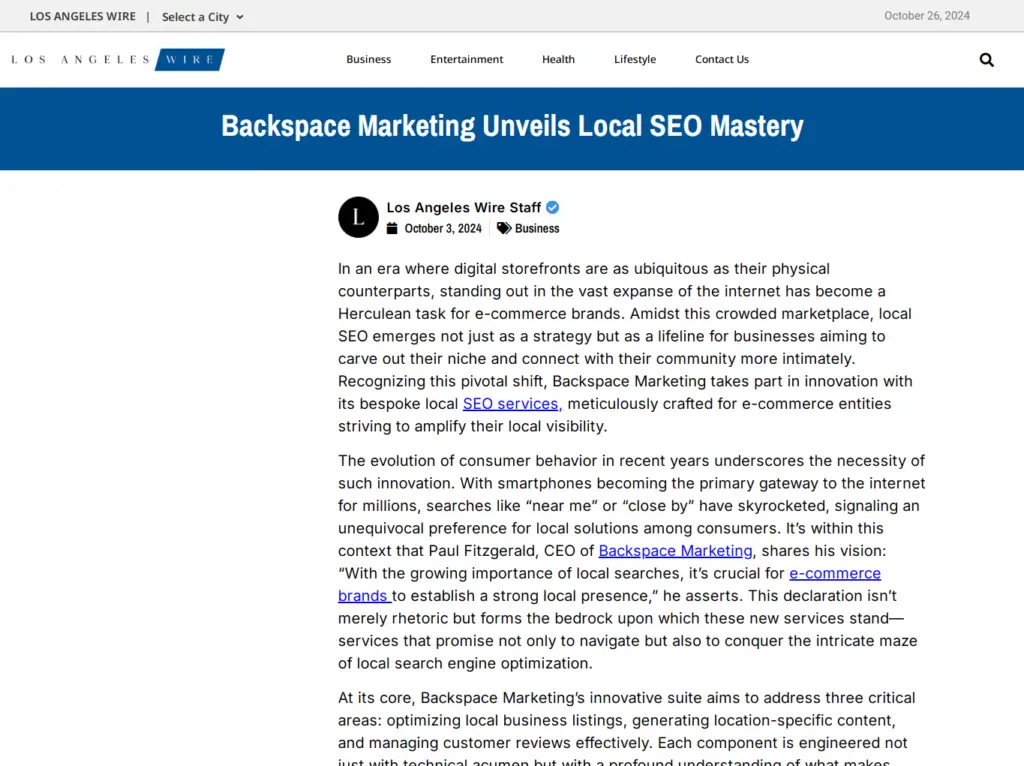 Backspace Marketing Unveils Local SEO Mastery