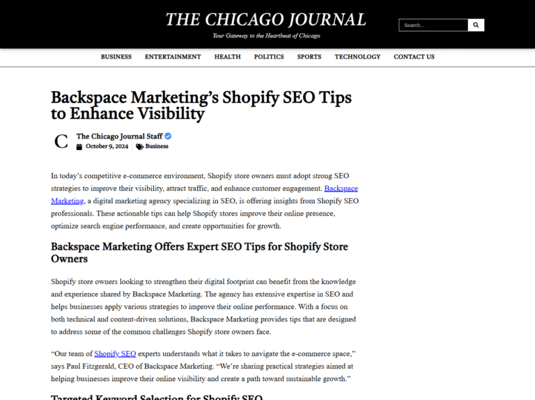 Backspace Marketing’s Shopify SEO Tips to Enhance Visibility