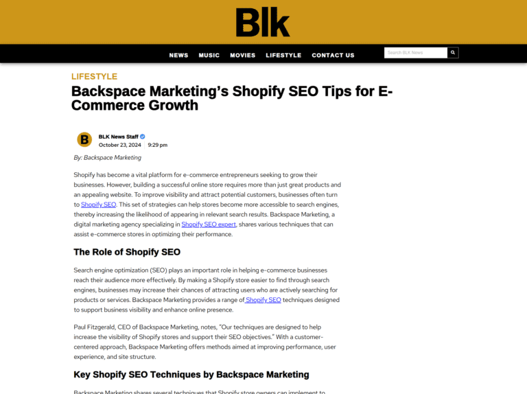 Backspace Marketing’s Shopify SEO Tips for E-Commerce Growth