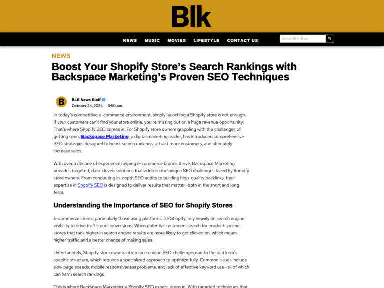 Boost Your Shopify Store’s Search Rankings with Backspace Marketing’s Proven SEO Techniques