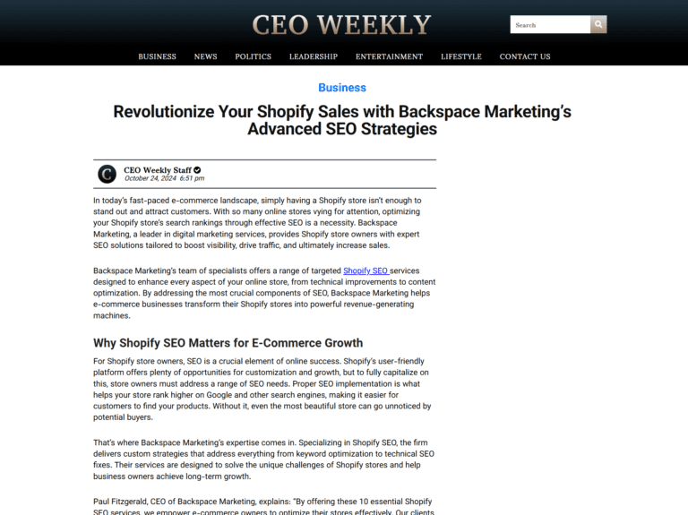 Revolutionize Your Shopify Sales with Backspace Marketing’s Advanced SEO Strategies