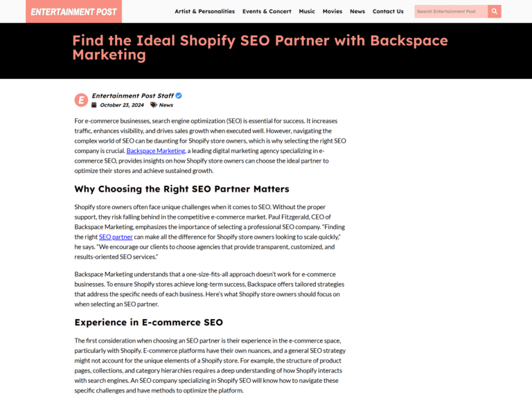 Find the Ideal Shopify SEO Partner with Backspace Marketing