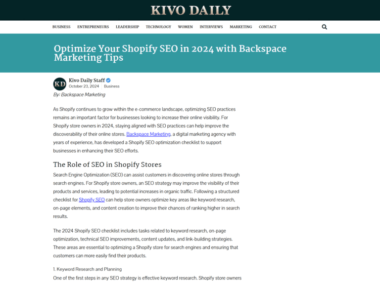 Optimize Your Shopify SEO in 2024 with Backspace Marketing Tips