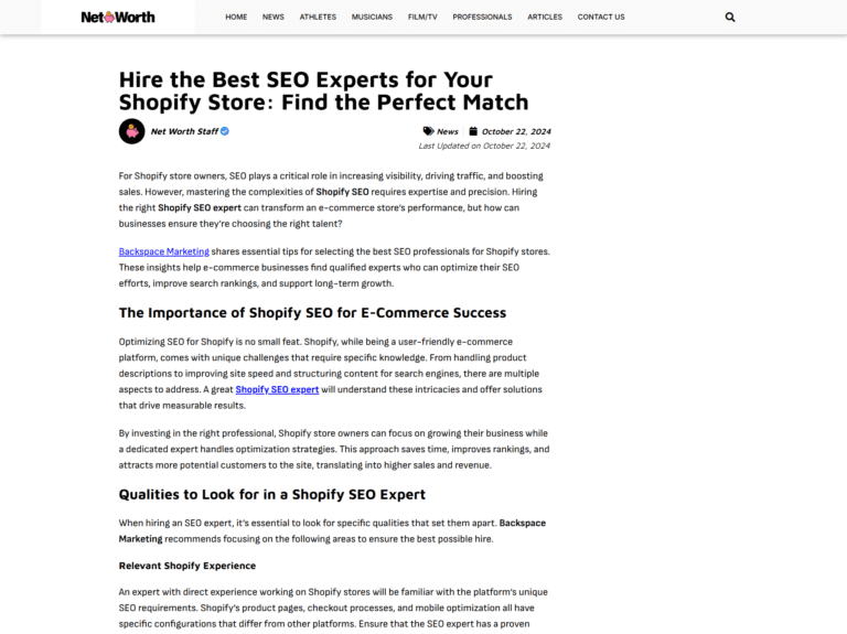 Hire the Best SEO Experts for Your Shopify Store: Find the Perfect Match