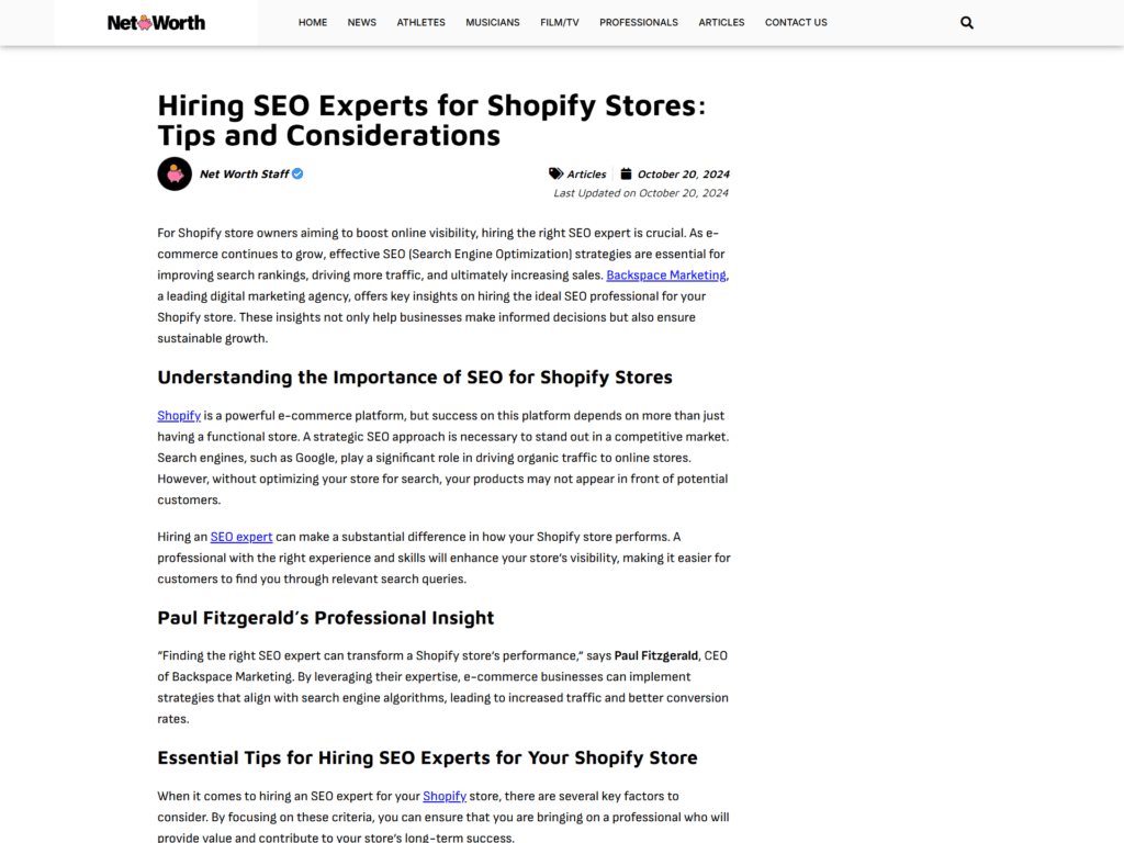 Hiring SEO Experts for Shopify Stores: Tips and Considerations