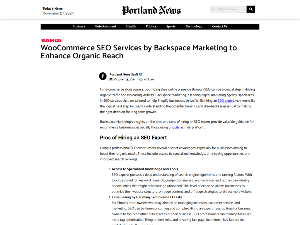 WooCommerce SEO Services by Backspace Marketing to Enhance Organic Reach