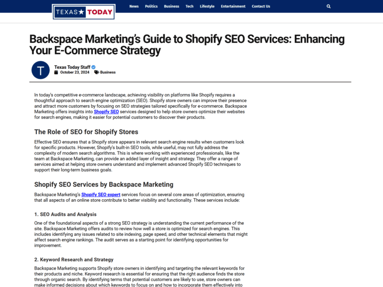 Backspace Marketing’s Guide to Shopify SEO Services: Enhancing Your E-Commerce Strategy