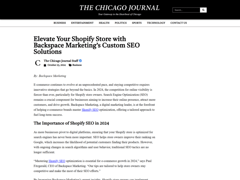Elevate Your Shopify Store with Backspace Marketing’s Custom SEO Solutions