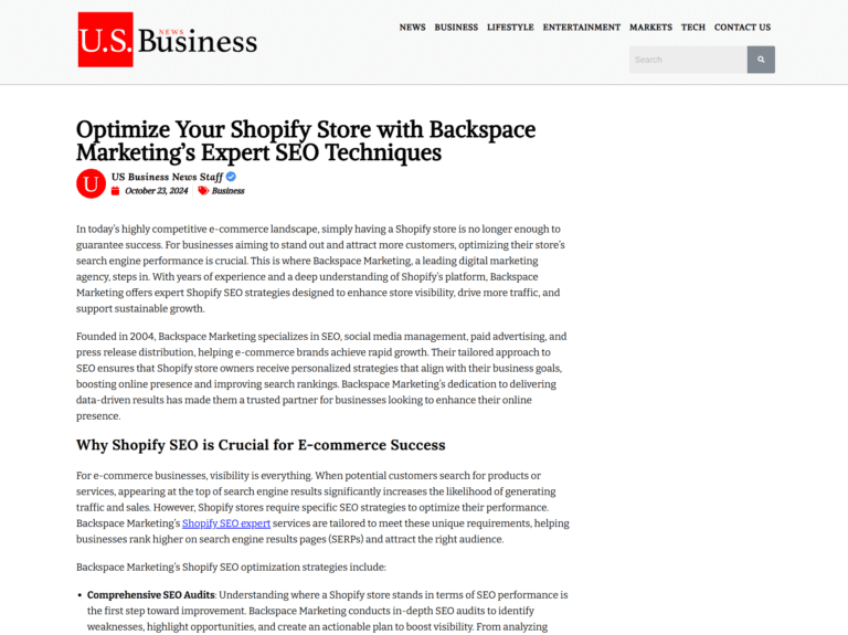 Optimize Your Shopify Store with Backspace Marketing’s Expert SEO Techniques