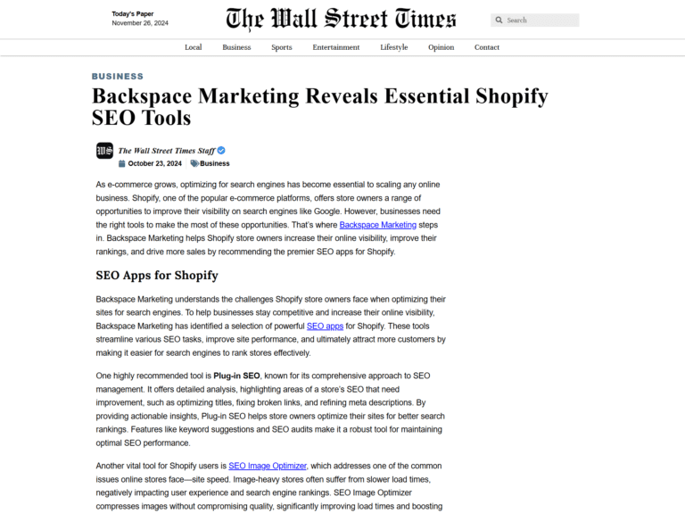 Backspace Marketing Reveals Essential Shopify SEO Tools