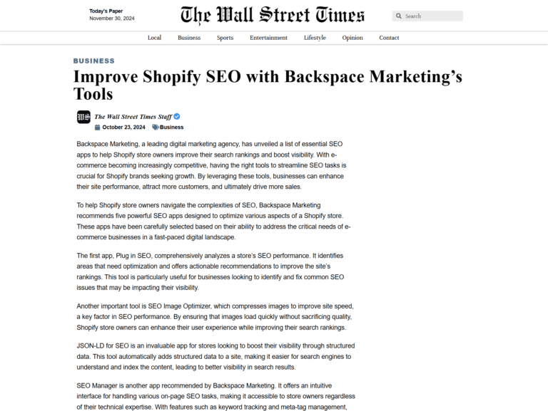 Improve Shopify SEO with Backspace Marketing’s Tools