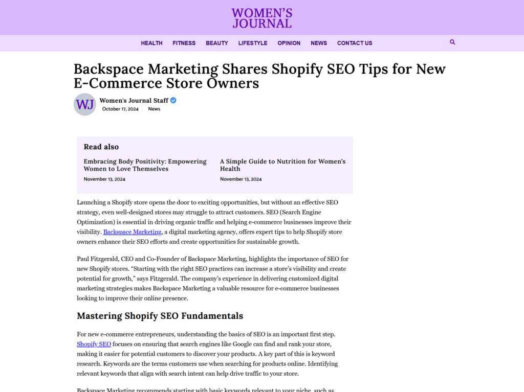 Backspace Marketing Shares Shopify SEO Tips for New E-Commerce Store Owners