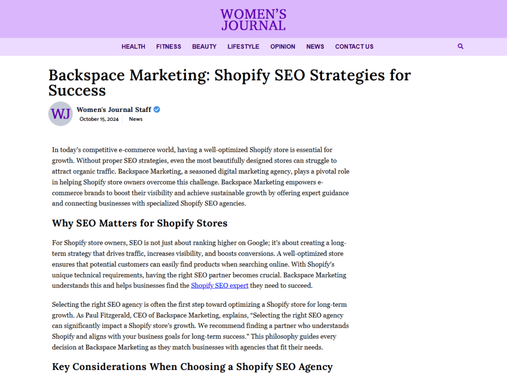 Backspace Marketing: Shopify SEO Strategies for Success