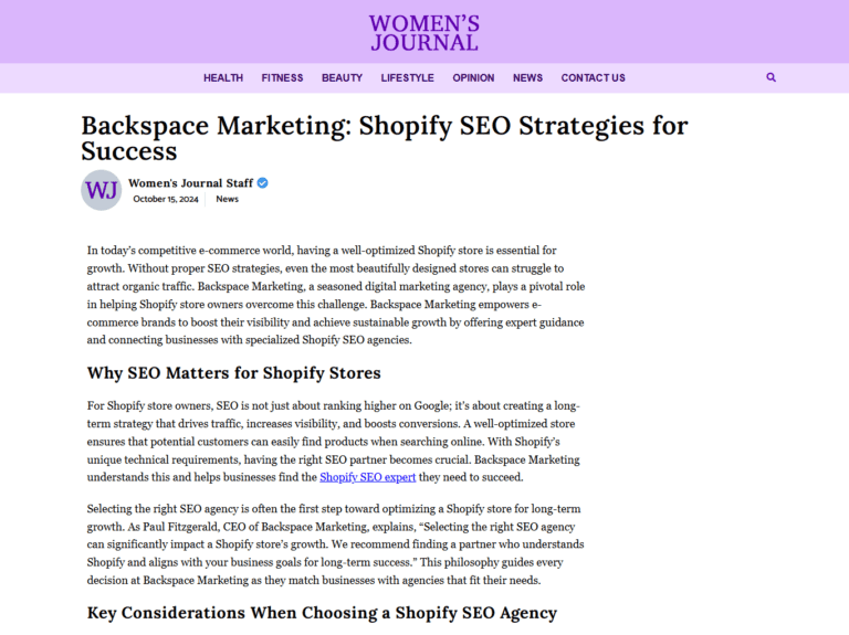 Backspace Marketing: Shopify SEO Strategies for Success