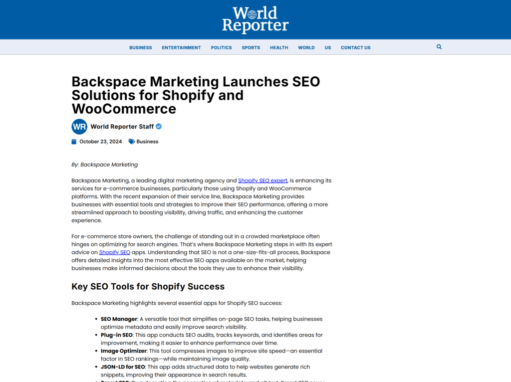 Backspace Marketing Launches SEO Solutions for Shopify and WooCommerce