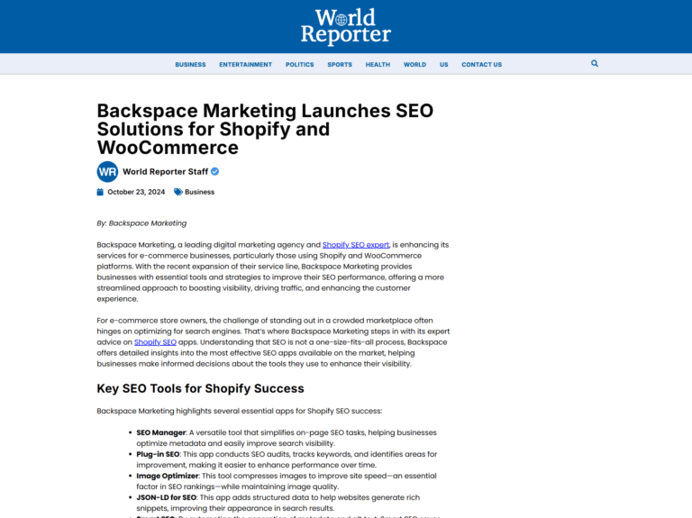 Backspace Marketing Launches SEO Solutions for Shopify and WooCommerce