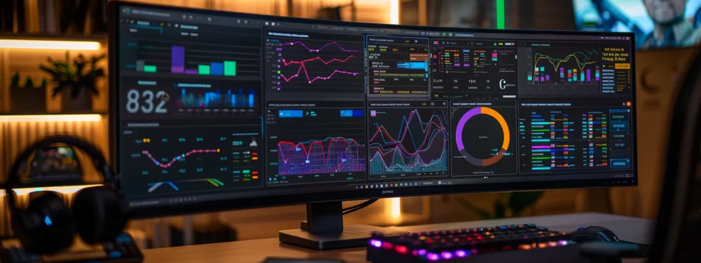 a computer screen displaying a dashboard with colorful graphs and charts, showcasing social media data analysis using looker studio.