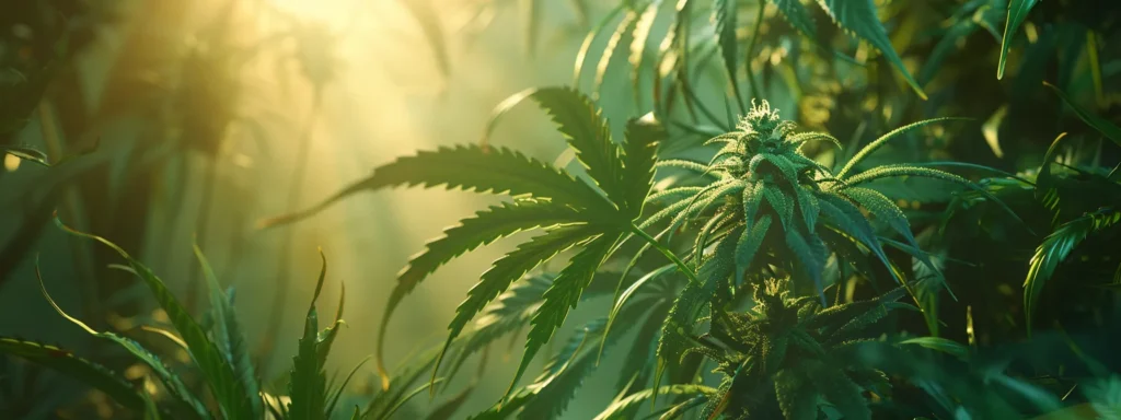 a vibrant cannabis plant reaching towards the sun, flourishing under the care of specialized seo services.