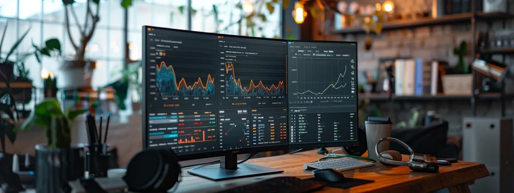 capturing a busy screen with multiple data analytics tools and graphs, highlighting the assessment of shopify store performance.