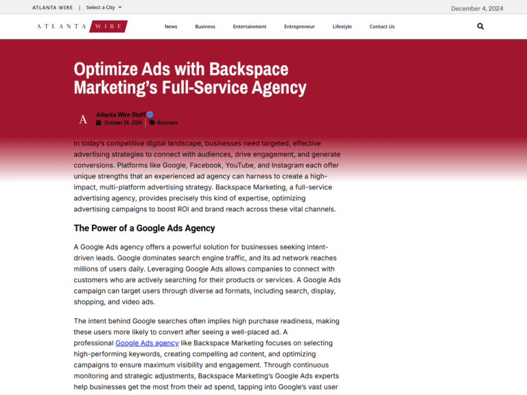 Optimize Ads with Backspace Marketing’s Full-Service Agency