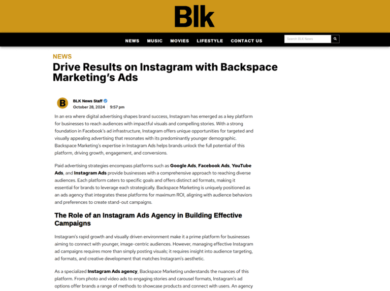 Drive Results on Instagram with Backspace Marketing’s Ads