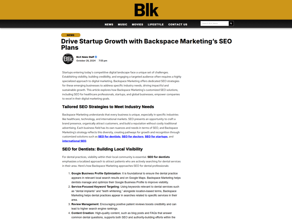 Drive Startup Growth with Backspace Marketing’s SEO Plans