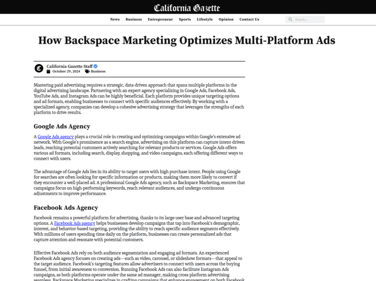 How Backspace Marketing Optimizes Multi-Platform Ads