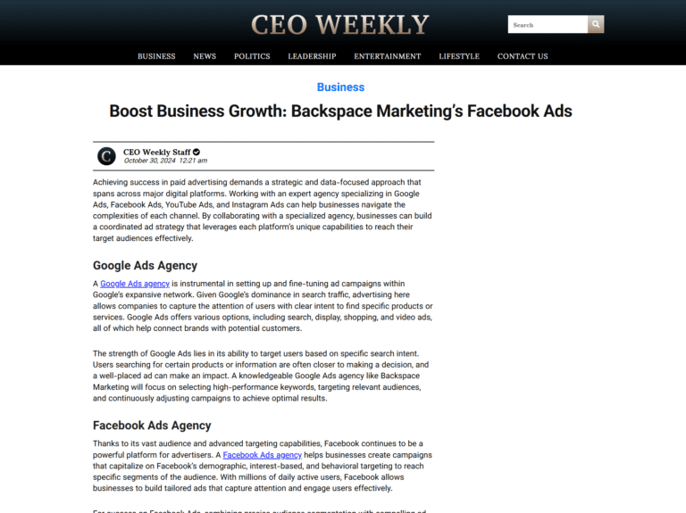 Boost Business Growth: Backspace Marketing’s Facebook Ads