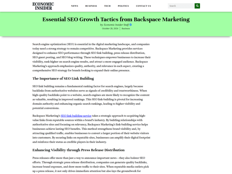 Essential SEO Growth Tactics from Backspace Marketing