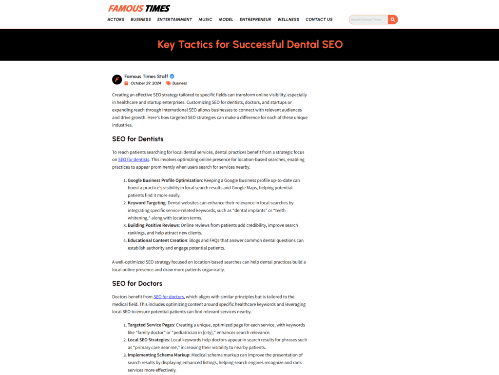 Key Tactics for Successful Dental SEO
