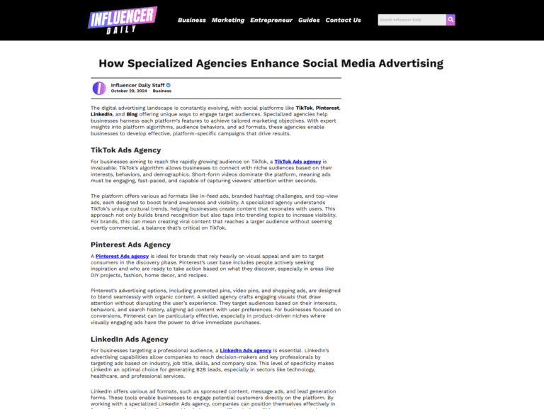 How Specialized Agencies Enhance Social Media Advertising