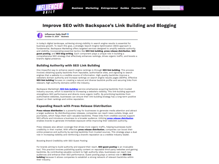 Improve SEO with Backspace’s Link Building and Blogging