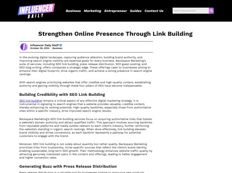 Strengthen Online Presence Through Link Building