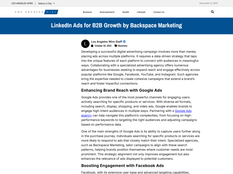 LinkedIn Ads for B2B Growth by Backspace Marketing