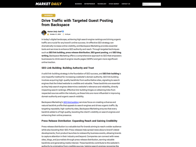 Drive Traffic with Targeted Guest Posting from Backspace