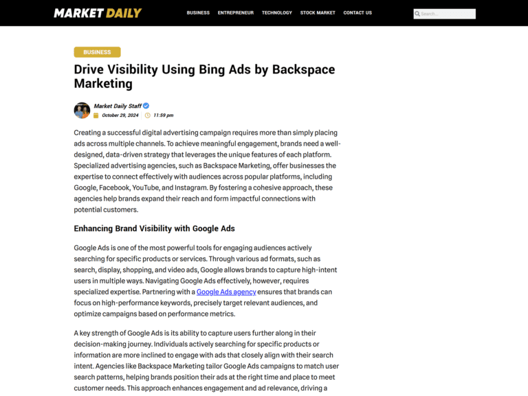 Drive Visibility Using Bing Ads by Backspace Marketing