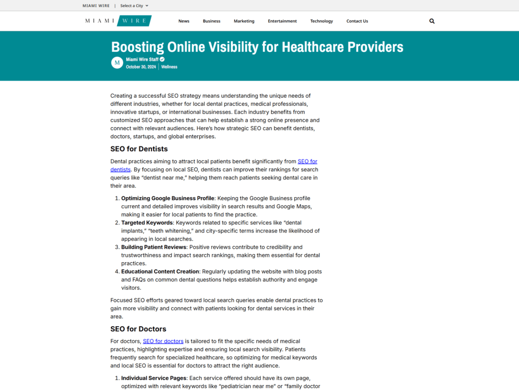 Boosting Online Visibility for Healthcare Providers