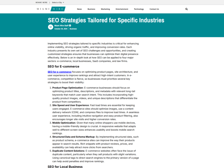 SEO Strategies Tailored for Specific Industries