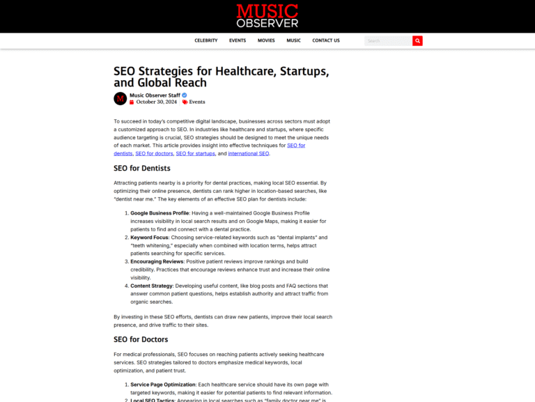 SEO Strategies for Healthcare, Startups, and Global Reach