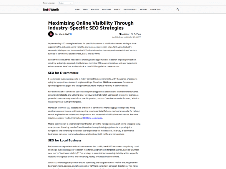 Maximizing Online Visibility Through Industry-Specific SEO Strategies