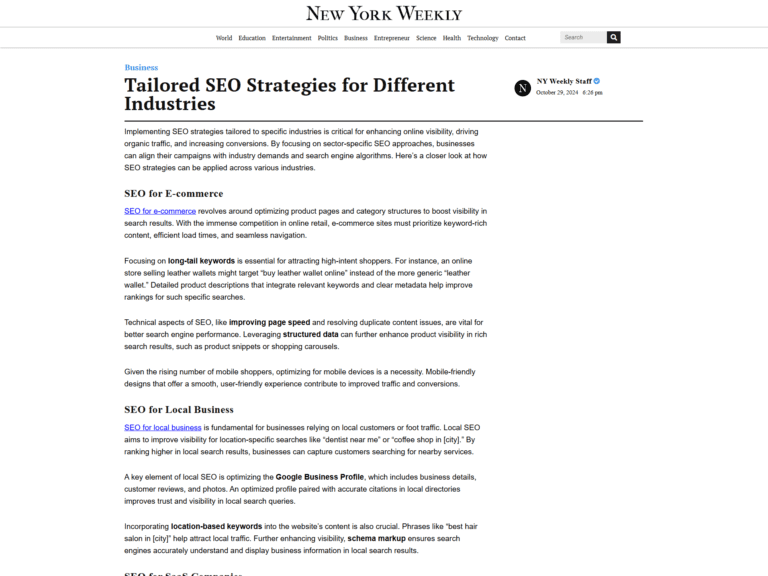 Tailored SEO Strategies for Different Industries
