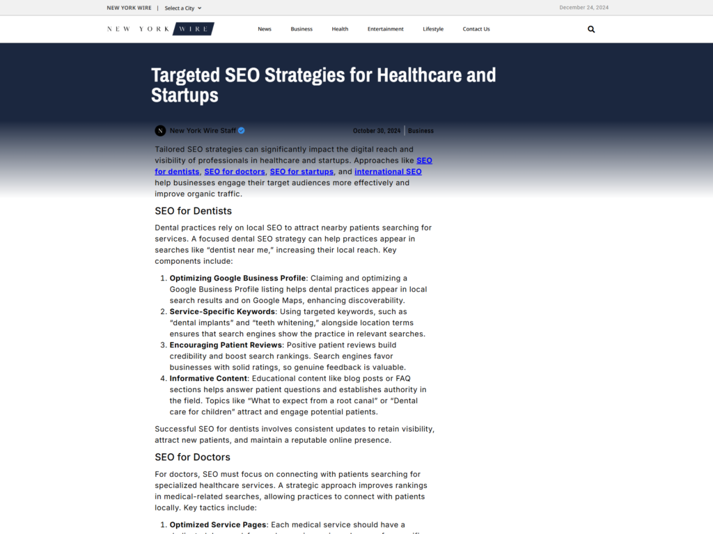 Targeted SEO Strategies for Healthcare and Startups