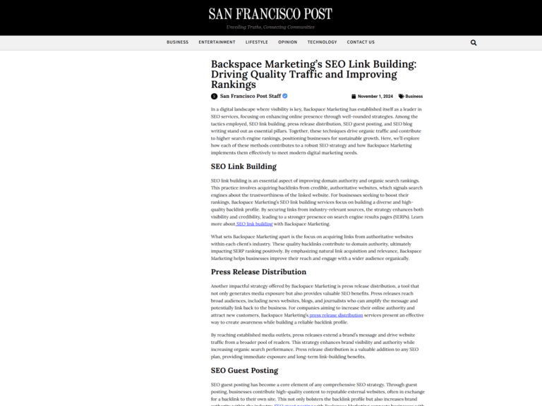 Backspace Marketing’s SEO Link Building: Driving Quality Traffic and Improving Rankings