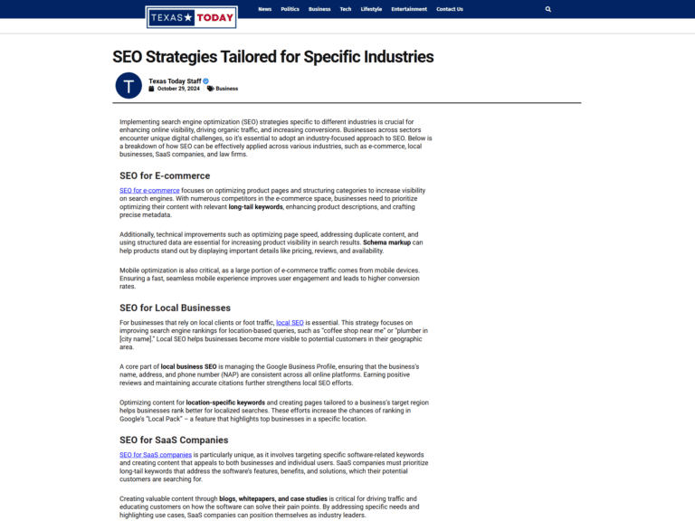 SEO Strategies Tailored for Specific Industries