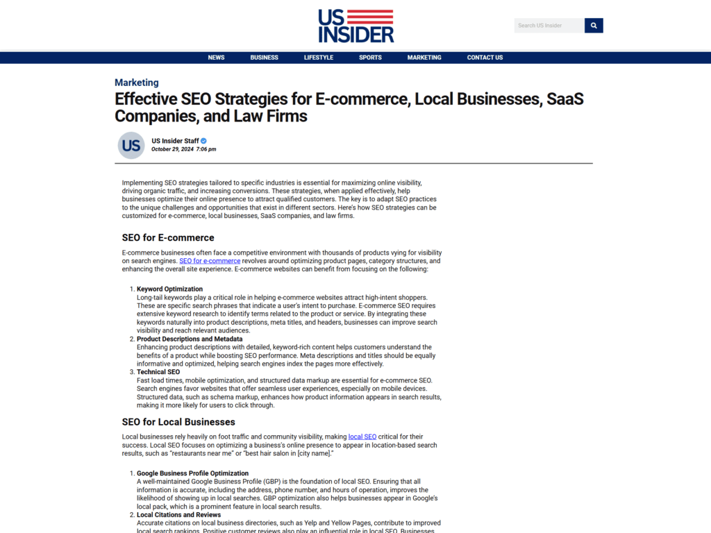 Effective SEO Strategies for E-commerce, Local Businesses, SaaS Companies, and Law Firms