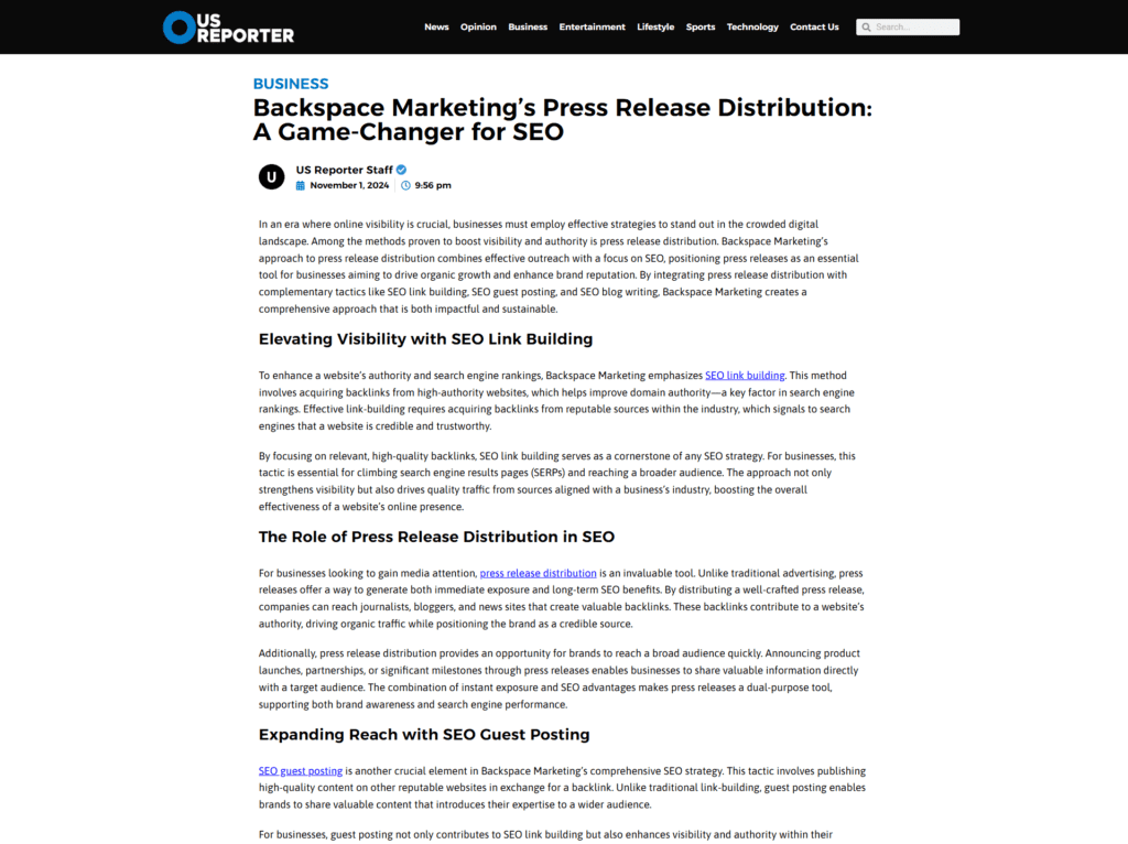 Backspace Marketing’s Press Release Distribution: A Game-Changer for SEO